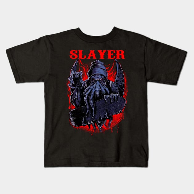SLAYER BAND MERCHANDISE Kids T-Shirt by Rons Frogss